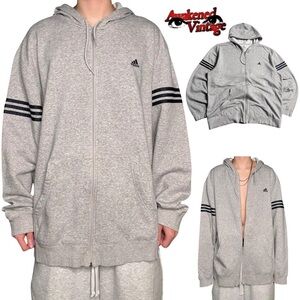 Y2K adidas Zip up hoodie size XXL grey